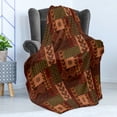 thumbnail image 4 of Geometric Soft Flannel Fleece Throw Blanket, Style Geometric Folk Design Geometric Floral Motifs Print, Cozy Plush for Indoor and Outdoor Use, 60" x 80", Pink Green and Brown, by Ambesonne, 4 of 5