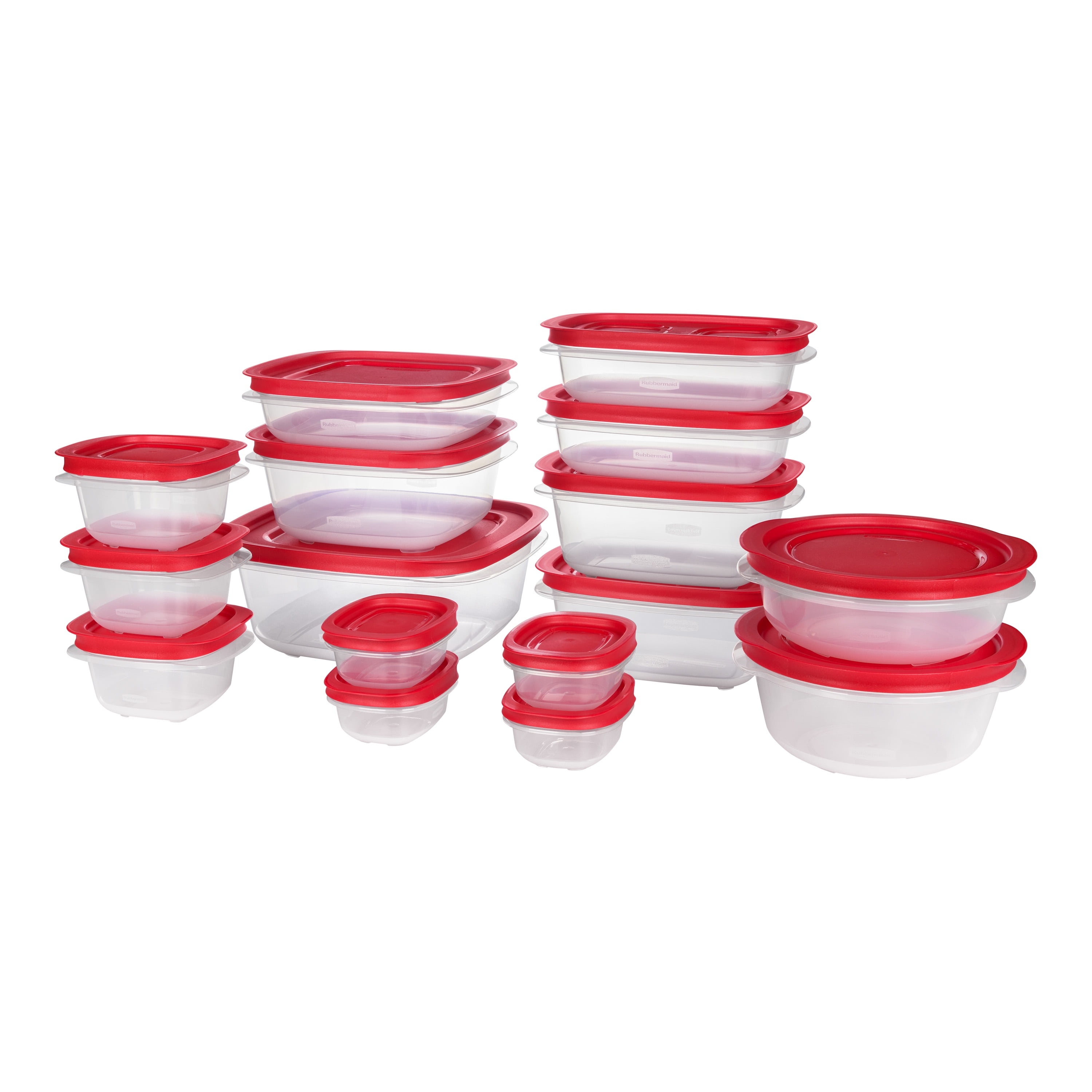 Rubbermaid EasyStore Rectangle, Square, and Round Food Storage Containers with Lids, 32-Piece Set