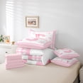 thumbnail image 5 of Manfei Teens Pink Bowknot Twin Bedding Sets 7-Piece, Kawaii Monogrammed S Bedding Comforter Set, Buffalo Plaid Ribbon Reversible Sheet Sets, Ultra Soft Home Decor, 5 of 7