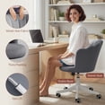 thumbnail image 4 of Grey Velvet Swivel Office Chair - Adjustable Height & Tilt, Lotus Design, Home Office & Vanity Task Chair - 27.2"W x 25.2"D, 4 of 7