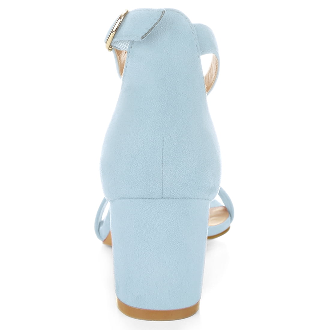 DARING DIVA Women's Open Toe Block Heel Ankle Strap Sandals Sky Blue 7.5