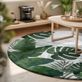 thumbnail image 3 of Round Area Rugs 3.3Ft, Palm Leaves Non-Slip Washable Circle Rugs Carpet, Tropical Botanical Leaf Summer Wooden Gray Indoor Outdoor Rug Floor Mats Throw Runner for Bedroom Living Room Bathroom, 3 of 8