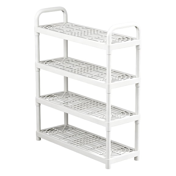 Multi Tier Shoe Rack Organizers, 3 Tier White Storage Shelves, Lightweight Sturdy Shoe Stands for Entryway Closets Balcony Laundry Room Plants
