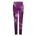 thumbnail image 5 of BLVB Christmas Leggings for Women Fall Winter Stretchy Lounge Pants Snowflake Printed Casual Comfy Trousers for Vacation, 5 of 5