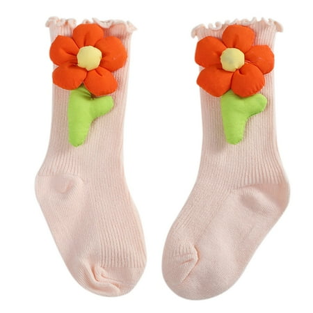 

kpoplk Toddler Socks Flower Decoration Winter Warm Long Socks For Toddlers Boys Girls Children Kids Christmas Socks For Kids(Beige)
