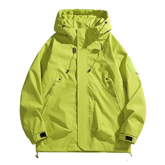 HOOMEUMY Men's Hooded Jacket Lightweight Windbreaker Casual Outdoor Coat Zip Up Stand Collar Sport Wear with Pockets Green M