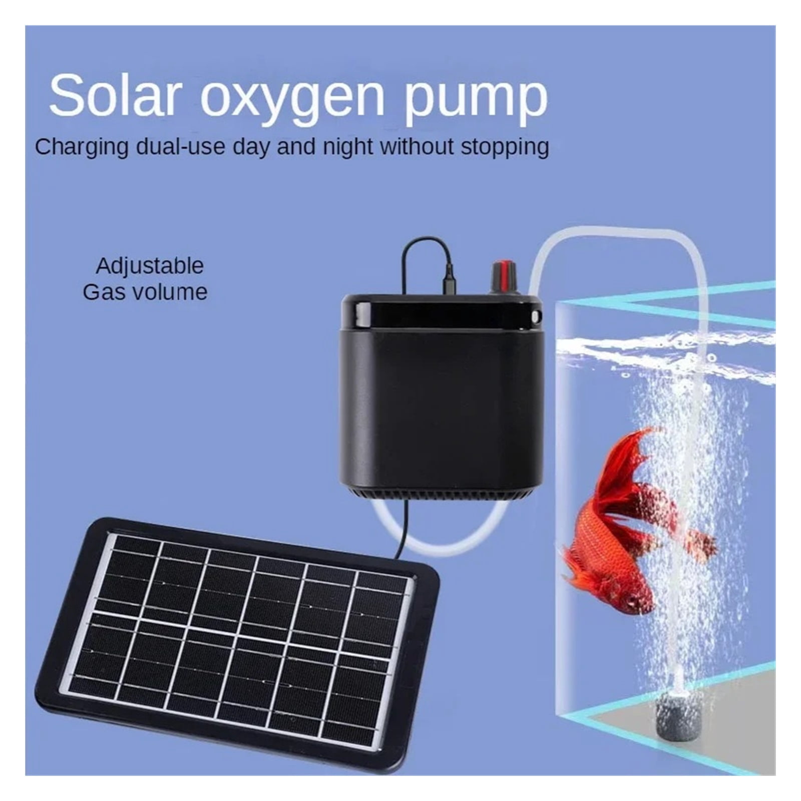 Solar Power Oxygen Pump for Aquarium Fish Tank,USB Charging,Noiseless,Outdoor Fishing,Oxygen Machine