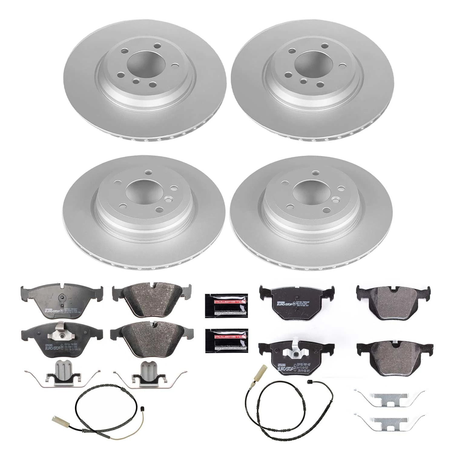 Power Stop Front and Rear Euro-Stop ECE-R90 Certified Brake Pad and Rotor Kit ESK6059
