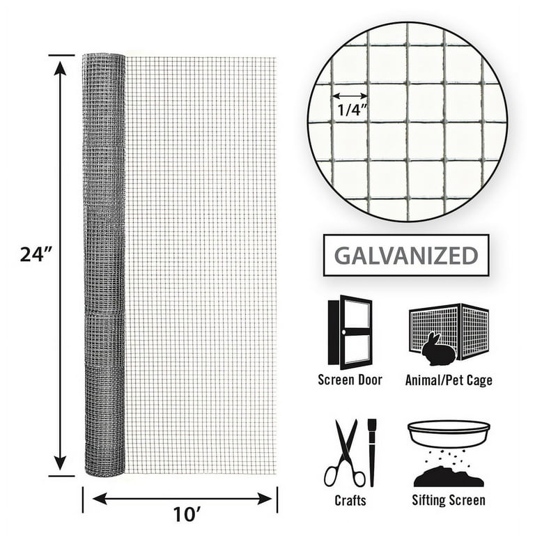 Garden Craft 24 in. W X 5 L Steel Hardware Cloth 1/4 in. W Mesh Garden Craft 24 in. W X 5 L Steel Hardware Cloth 1/4 in. W Mesh