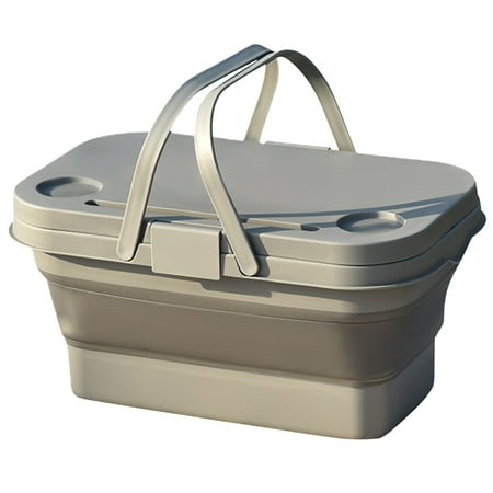 

LINASHI Production Techniques Basket Foldable Collapsible Picnic Basket Multi-functional Waterproof Storage with Lid for Camping Outdoor for Organization