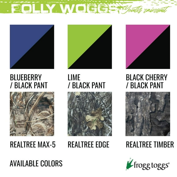 Frogg Toggs Polly Woggs Water-Resistant Breathable Rain Suit, Youth