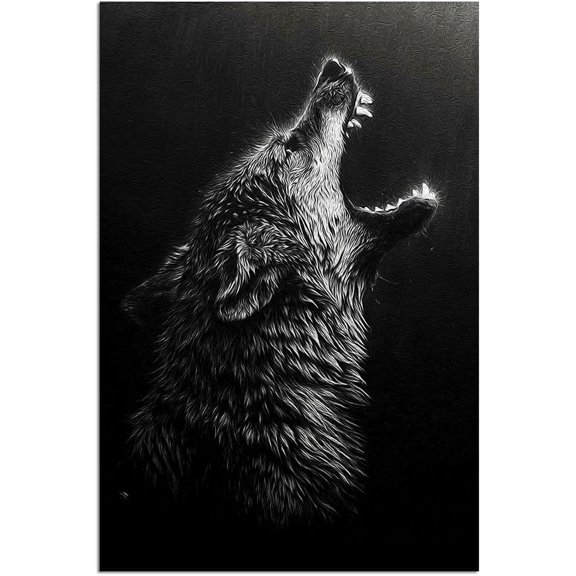 Wolf Wall Decor Wolves Poster Black and White Abstract Canvas Wall Art Prints Modern Oil Art Wall Paintings for Living Room Bedroom Home Office Decoration Unframed 16'' x 24''