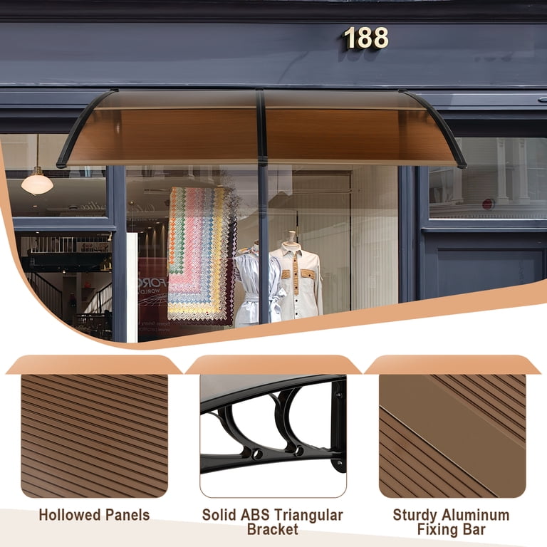 Costway 80" X 40" Retro Patio Awning Canopy – Outdoor Window/Door Overhang For Rain & Snow Protection (Coffee)