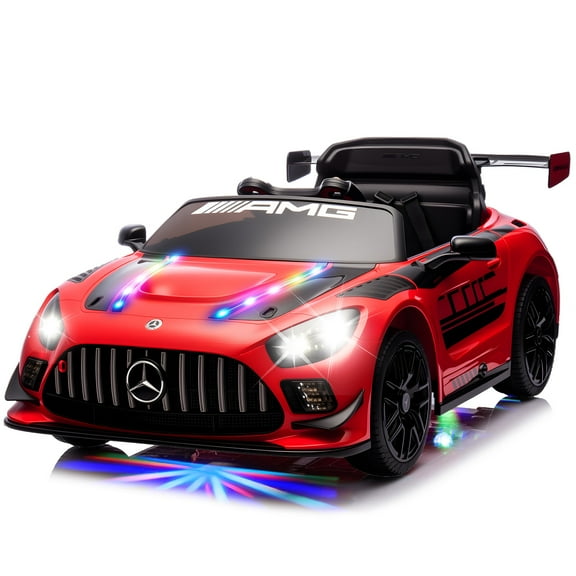 MUKIDY 12V Licensed Mercedes-Benz AMG GT3 Electric Ride on Car Toy for Toddler Kid w/ Remote Control, LED Lights, MP3 Player, Orange