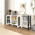 thumbnail image 4 of JERFIT 80 inch Industrial Farmhouse TV Stand with Storage, White Entertainment Center for Living Room, Modern Wood & Metal TV Console for up to 80 inch TVs, 4 of 10