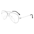 thumbnail image 3 of Classic BIFOCAL Stylish Blue Light Blocking Silver Reading Glasses 4.00 for Women and Men Metal Ultralight Aviator-Style Oversized Readers +4.00, 3 of 5