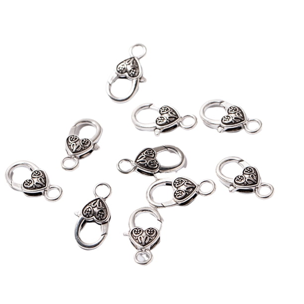 EeaseMX 40 piezas de aleación de plata antigua corchete de la langosta amor hebillas en forma de bricolaje joyería que hace accesorio para collar pulsera