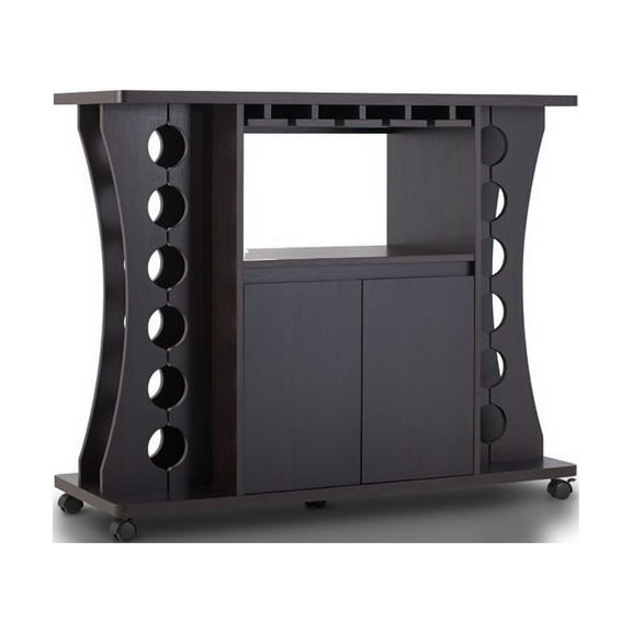 Bowery Hill Wine Rack with Casters in Espresso
