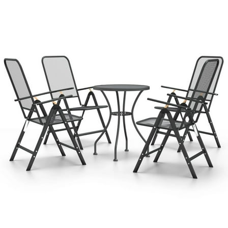 Zofi 5pc Outdoor Breakfast Dining Table and Chairs Set, Foldable, Gray