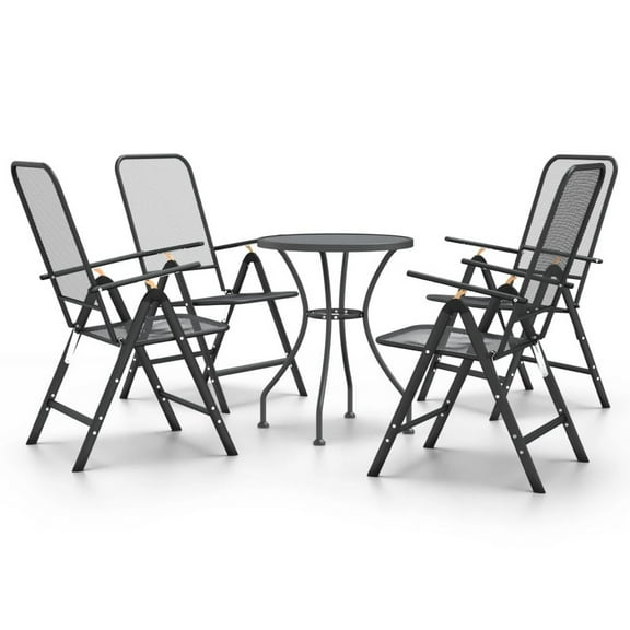 Zofi 5pc Outdoor Breakfast Dining Table and Chairs Set, Foldable, Gray