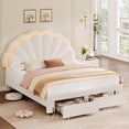 thumbnail image 1 of Homfa Modern Queen Bed Frame with 2 Drawers, LED Lights Platform Bed Frame with Upholstered Tufted Adjustable Headboard, Beige, 1 of 7