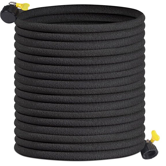 1/2” Soaker Hose 50FT for Garden Beds, Heavy Duty Soaker Hoses for Foundation Watering 70% Water Saving Drip Hose Irrigation for Lawn Landscaping Garden