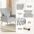 thumbnail image 6 of Daluvenix Velvet Accent Chair for Living Room, Modern Arm Chair with Pillow, Single Sofa Lounge Chair for Bedroom & Reading Room, Light Grey, 6 of 8