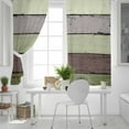 thumbnail image 5 of Fsddascl Sage Green Wooden Blackout Curtains for Bedroom/Living Room, Thermal Insulated Kitchen Curtains, Grey Stripe Gradient Country Rustic Grommet Darkening Window Treatment Drapes 27.5"x39"x2, 5 of 8
