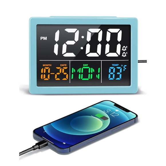 Cargador USB con alarma digital Clock JALL con pantalla LED de 5.5 pulgadas