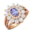 thumbnail image 2 of Mooneye 4.03 Ctw Oval Tanzanite 925 Sterling Silver Rose Plated Women Mother's Day Gift Rings, 2 of 5