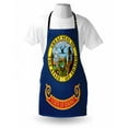 thumbnail image 4 of Idaho Apron, Gem State Flag Design Nostalgic Logo in Vibrant Colors Illustration, Unisex Kitchen Bib with Adjustable Neck for Cooking Gardening, Adult Size, Night Blue Multicolor, by Ambesonne, 4 of 4