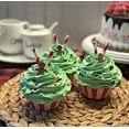 thumbnail image 4 of DEZICAKES Green Gingerbread Man Christmas Cupcakes Fake Holiday decoration Prop Set of 3 Dezicakes Fake Food- Fake Cake- Home Decoration Cake Display, 4 of 5