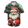 thumbnail image 2 of Camisas de Manga Larga para Hombres, Botón de Impresión Blusa de Cuello, Camisa de Poliéster de Moda Casual, 2 of 5