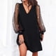 thumbnail image 1 of Lady Collision Stitching Chiffon Party Dress Spring Women Long-Sleeve Dress Sexy V-Neck Off-Shoulder Sequin Mesh Sleeve DressL Gao Jinjia LED, 1 of 2