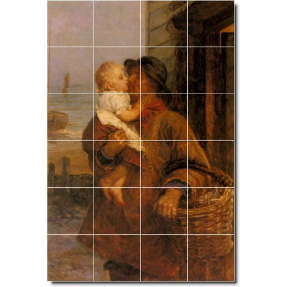 Ceramic Tile Mural-Frederick Morgan Men Painting 2. 32" w x 48" h using (24) 8 x 8 ceramic tiles