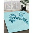thumbnail image 3 of Ahgly Company Machine Washable Indoor Round Transitional Electric Blue Area Rugs, 5' Round, 3 of 7