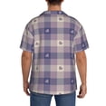 thumbnail image 5 of Balery Heart Check Plaid Men's Casual Button Down Shirt Short Sleeve Textured Summer Cuban Beach Shirts-Large, 5 of 7