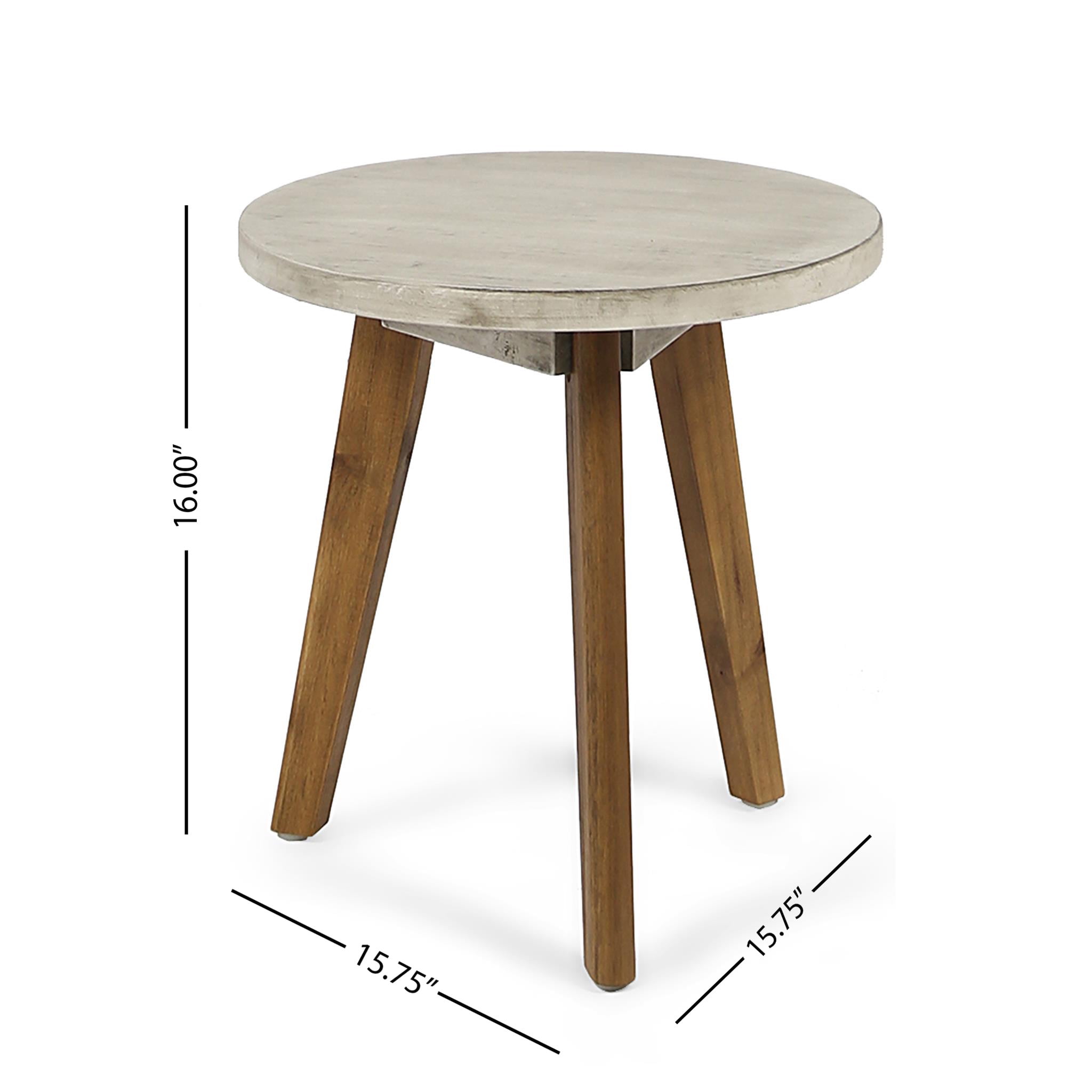 Tripod Side Table, Marina Acacia Wood End Table for Patio Balcony, Light Teak