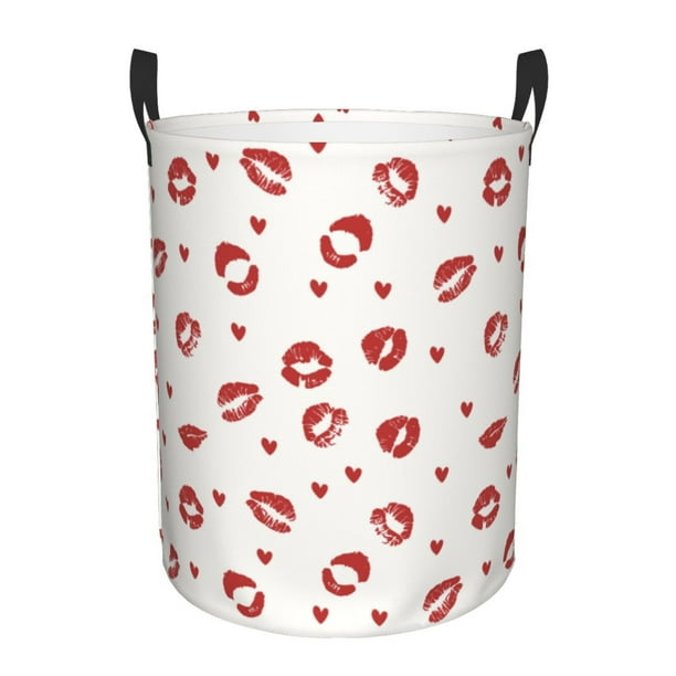 Fotbe Lips Kiss Cesto de Ropa con Asas, Cesto Impermeable de Gran Capacidad, Bolsa de Lavado para Dormitorio, Cesto de Ropa con Ruedas y Asas-Medium