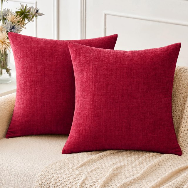 Fundas de Almohada MIULEE Navidad Rojo 50x50 cm Chenilla de Poliéster