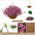 thumbnail image 2 of Artificial Faux Hanging Plants Flowers Basket Outdoor Porch Garden Summer Decoration, Fake Silk Daisy in Planter Realistic UV Resistant for Outside Home Patio Balcony Yard(Purple), 2 of 6