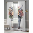 thumbnail image 4 of Spring Floral Sheer Curtains for Living Room Bedroom Summer Garden Flora Illustrations Sheer Curtains 96 Inch Long 2 Panels Set Light Filtering Curtain Window Treatments Drapes for Dining Room, 4 of 6