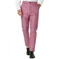thumbnail image 2 of Pantalones a cuadros de negocios para hombre Pantalones de vestir a cuadros ajustados casuales Rosa L, 2 of 6