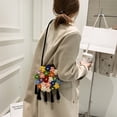 thumbnail image 4 of Bolso tejido a mano con flores para mujer bandolera de algodón Ehuebsd con margaritas de lana estilo Rural con cadena de perlas ganchillo, 4 of 9