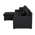 thumbnail image 3 of Paisley Black Linen Fabric Reversible Sleeper Sectional Sofa w/ Storage Chaise, 3 of 9