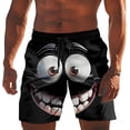 thumbnail image 4 of FINALGANG Mens Funny Face Print Beach Shorts Casual Drawstring Waist Swim Trunks Quick Dry Lightweight Board Shorts For Summer Daily Wear Black XXL, 4 of 4