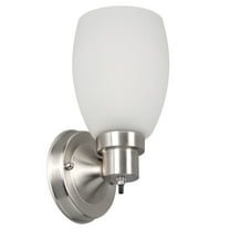 Design House Lydia 1-Light Wall Sconce with Dimmable Twist Switch, Satin Nickel with Frosted Glass