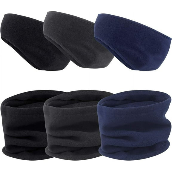 6Pcs Fleece Ear Warmers Headband Neck Warmer Set Winter Headbands Neck Gaiter for Men and Women Winter Outdoor Sports and Daily Wearing