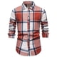 thumbnail image 1 of Blusa y camisa de manga larga con cuello vuelto para hombre, blusa informal a cuadros con botones y cuello vuelto, blusa de manga larga para hombre, 1 of 8