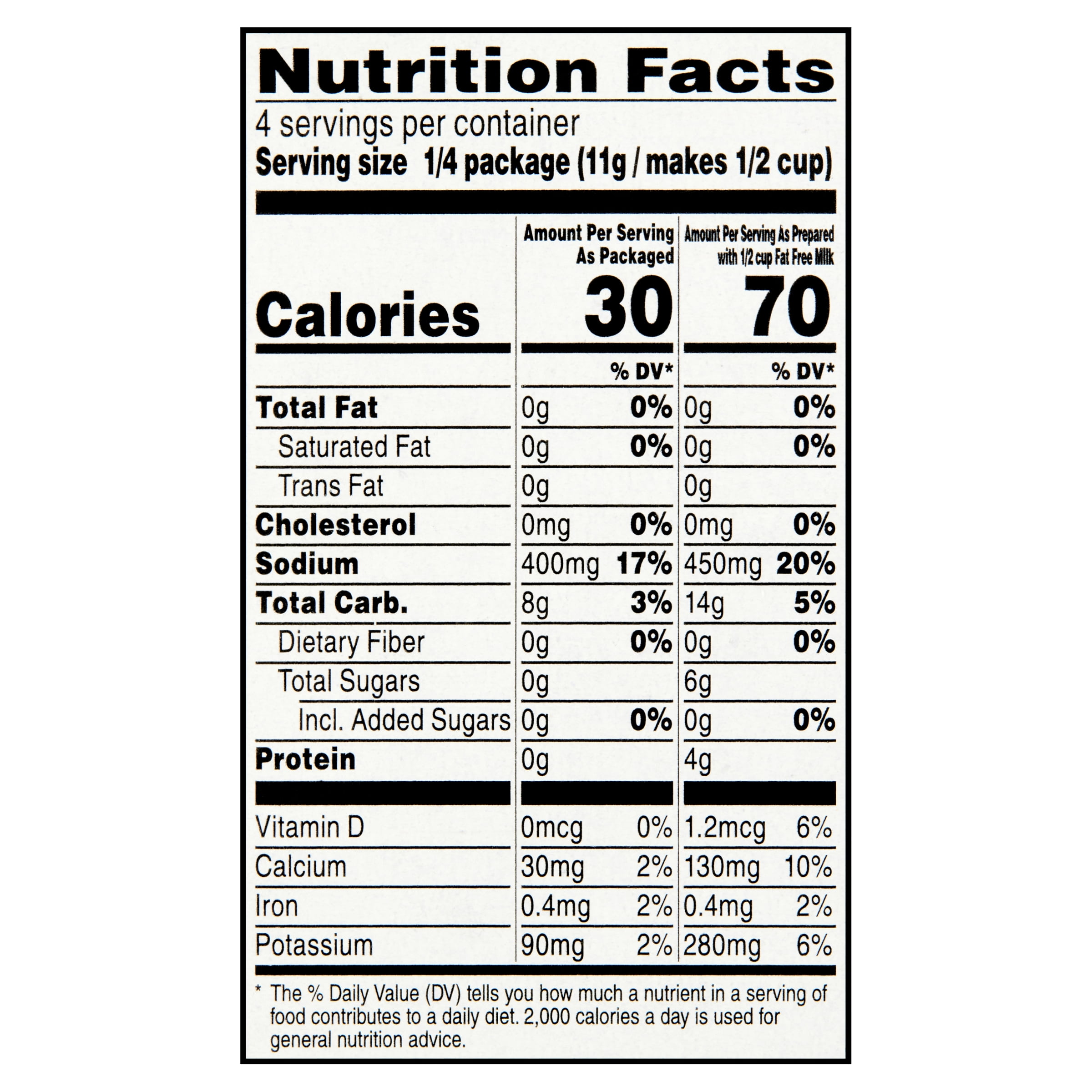 Great Value Sugar Free Chocolate Instant Pudding and Pie Filling, 1.5 oz